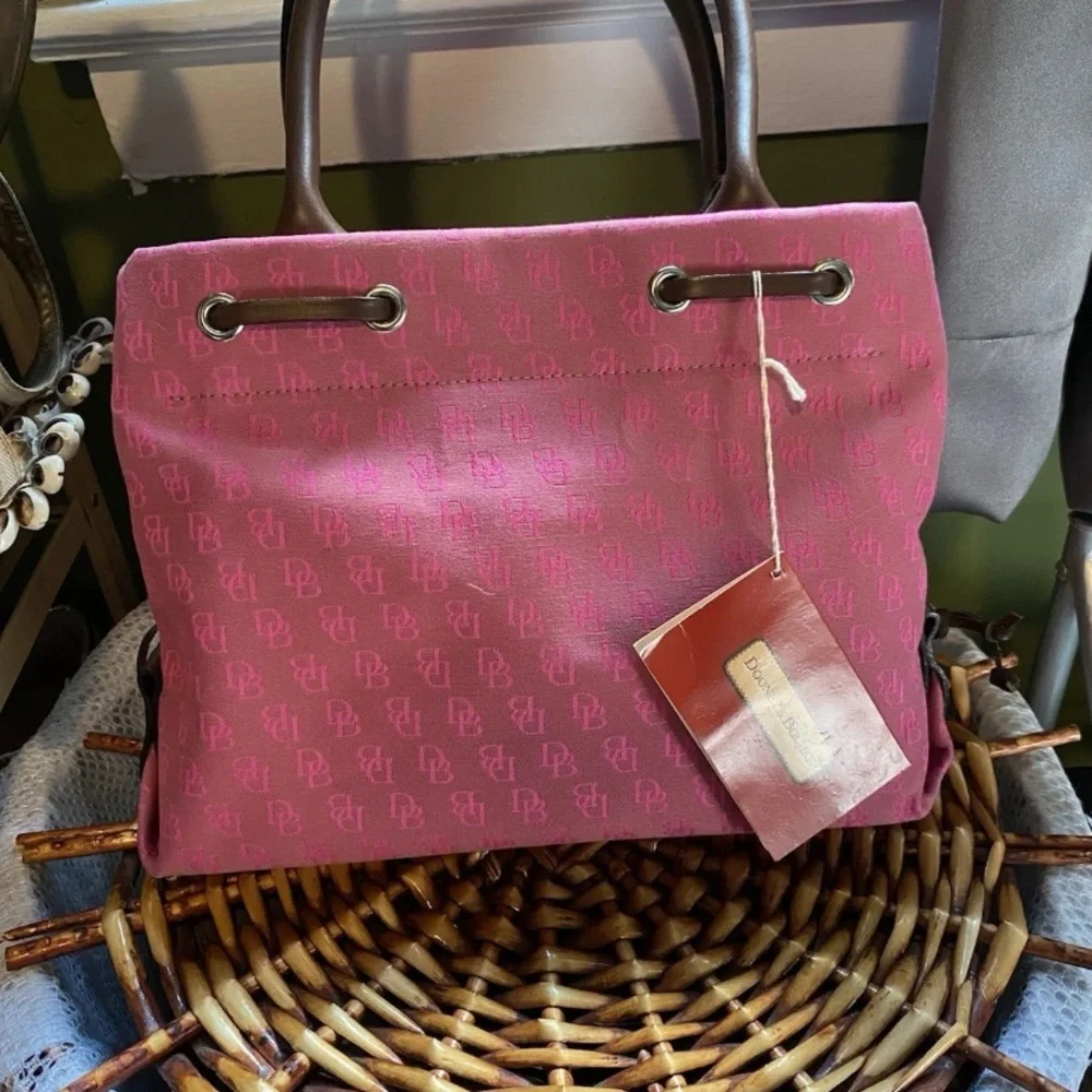 Dooney & Bourke Pink Tote with Brown Accents - Picture 2 of 8
